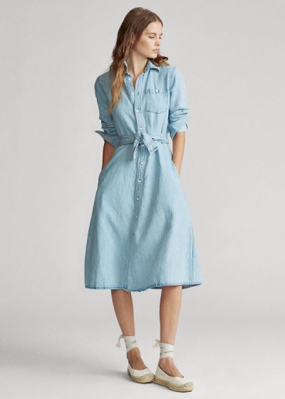 Women's Polo Ralph Lauren Belted Denim Shirt Dress | 946258OBP